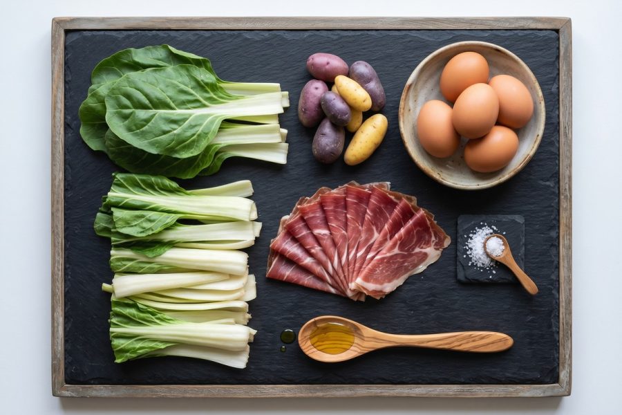 Acelgas con Huevos y Jamón Serrano al Vapor