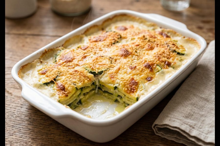 Calabacines Gratinados con Bechamel Ligera