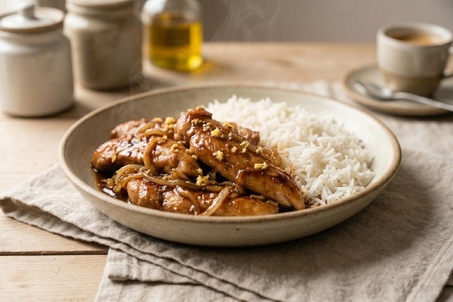 Pollo al Jengibre Jugoso con Salsa Melosa