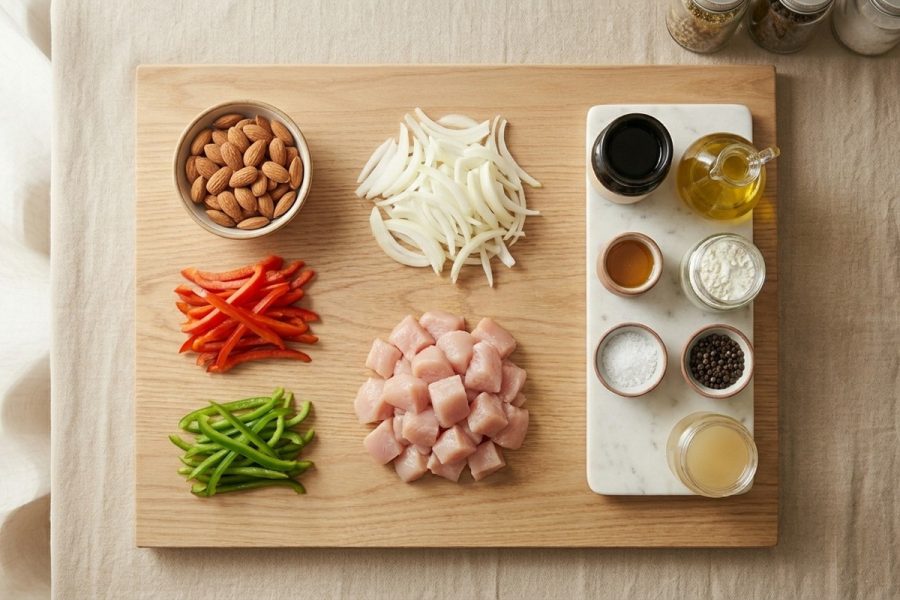 Pollo con Almendras Estilo Casero con Salsa Ligera